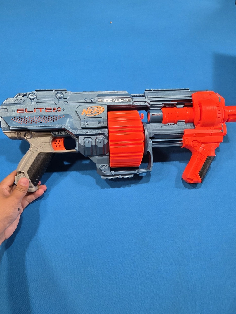 NERF Elite Shockwave Grey and Orange Foam Dart Blaster